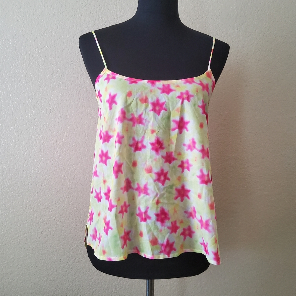 LF Millau Star Print Cami Tank Top Size S Yellow Pink New